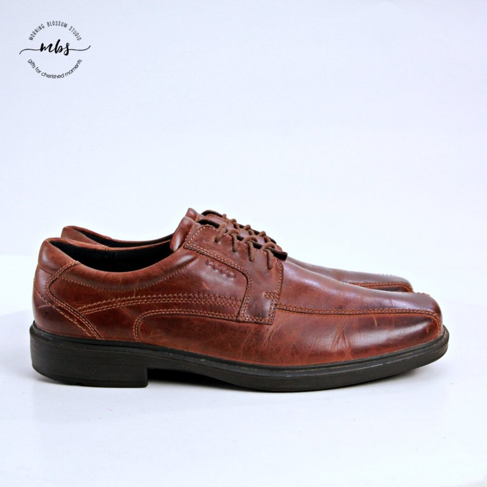 Ecco Helsinki Leather Bike Toe Derby Men EU 47 US 13-13.5
